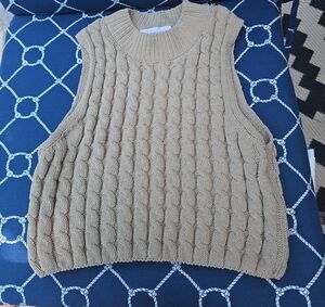Zara Kids Tan Cable Knit Sweater Vest